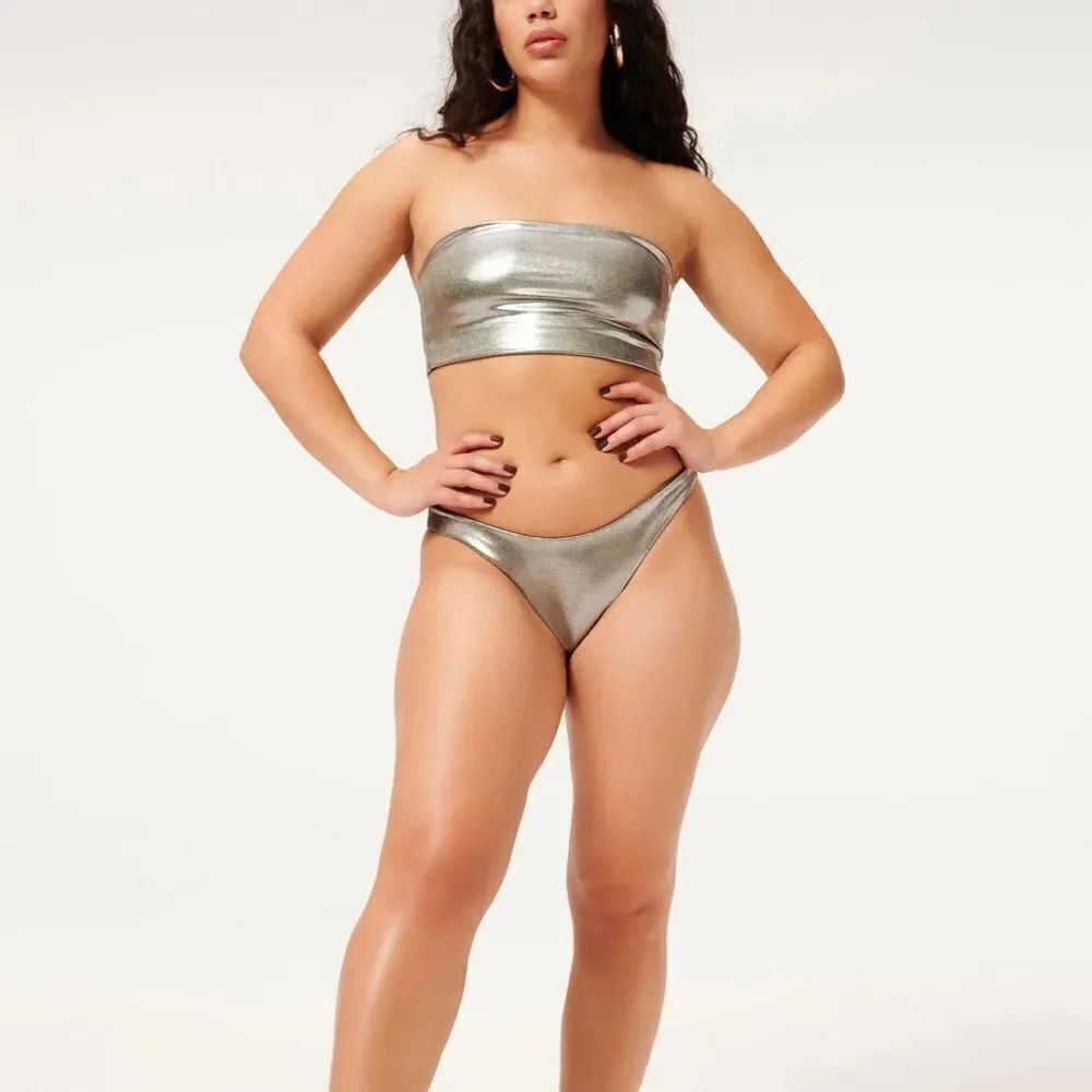 Good American Metallic better reversible bikini bottoms